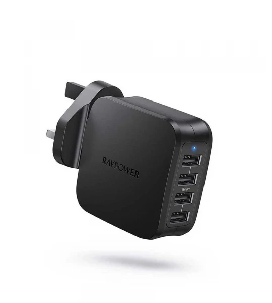 Ravpower 4-port wall charger with iSmart technology, 40 watts - black