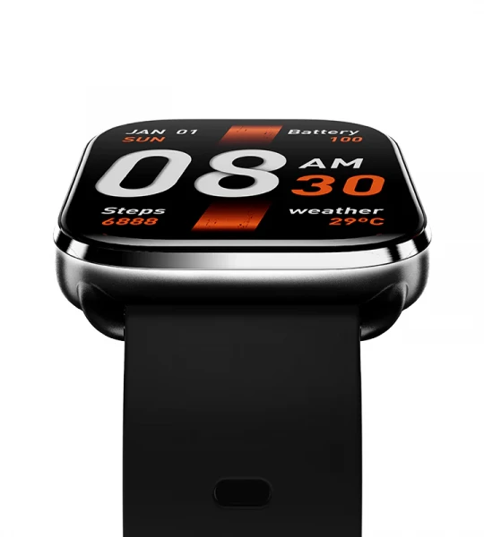 ساعة QCY Watch GS الرياضية الذكية مع شاشة كبيرة 2.02، مكالمات بلوتوث، مراقبة الصحة، عمر البطارية 10 أيام ورسالة، إشعار المكالمات