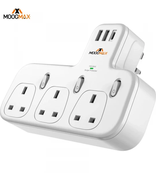 Moog Max wall socket with 3 sockets and 3 charging ports